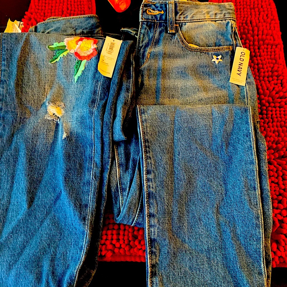 Girls denim old navy jeans with patchwork design